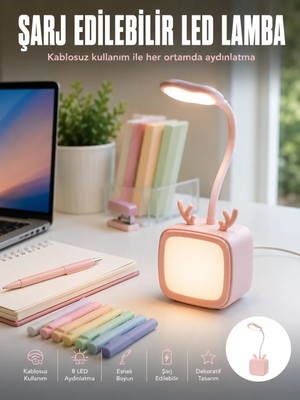 Zenviaa Esnek Gövdeli LED Masa Lambası Taşınabilir Gece Aydınlatması Zenviaab