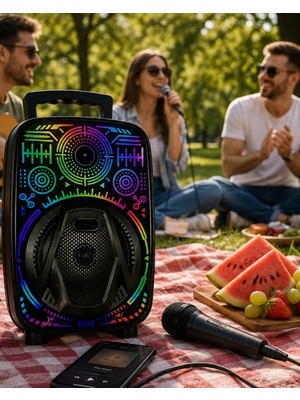 Zenvia Znv Karaoke Hoparlör Rgb LED Işıklı USB Fm Radyo Destekli Taşınabilir Speaker ZNV2029