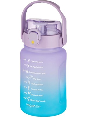 OEM 1000 ml Pipetli/pipetsiz Kullanım Çift Renk Softtouch Motivasyon Matarası Sticker Hediyeli