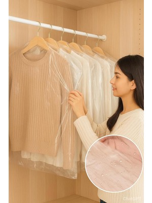 OEM 30'lu Paket Askı Delikli Şeffaf Plastik Giysi Kılıfları 60X120 cm Toz Geçirmez Giysi Torbaları Ev Depolama, Kuru Temizleyiciler Için Elbise, Abiye, Takım Elbise, Mont Koruma Saklamatorbası