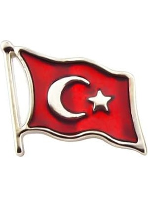 OEM Türk Bayrağı Rölyef Dalgalı Rozet 2x1,5 cm - Nikel