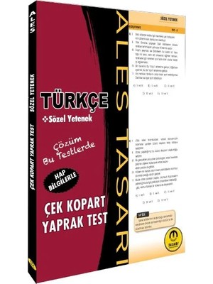 Tasarı Ales Türkçe Sözel Yetenek Yaprak Test Çek Kopart