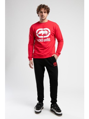 Pıerson Siyah Rahat Kesim Nakışlı Loose Fit Erkek Eşofman Alt