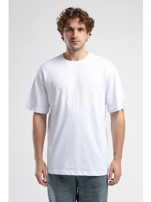 Ecko Unltd. ASTORIA Beyaz Bisiklet Yaka Baskılı Oversize Erkek Tshirt