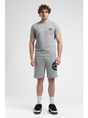 Ecko Unltd. CORINTH Gri Bisiklet Yaka Baskılı Standard Fit Erkek Tshirt