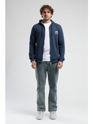 Maıden Lacivert Kapüşonlu Nakışlı Standard Fit Erkek Sweatshirt