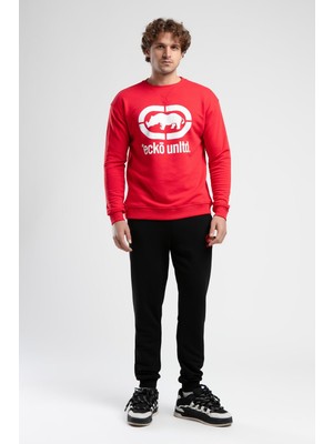 Ecko Unltd. LIBERTY Kırmızı Bisiklet Yaka Baskılı Loose Fit Erkek Sweatshirt