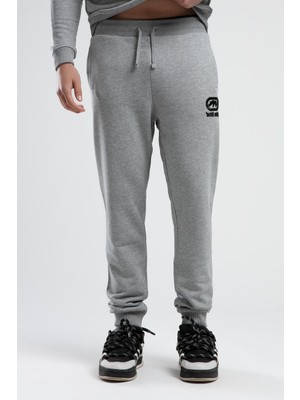 Pıerson Gri Rahat Kesim Nakışlı Loose Fit Erkek Eşofman Alt