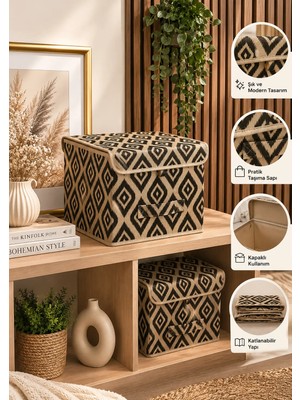 Morport Bohe Çok Amaçlı Kapaklı Kutu Mini Raf Düzenleyici 30X30X23