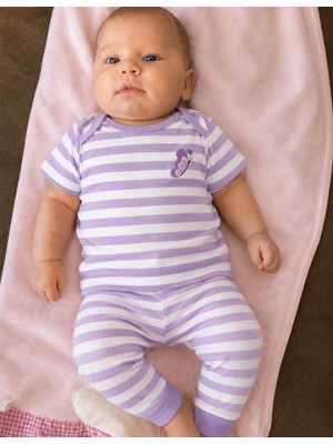 Organickid Summer Kız Bebek Lila Kısa Kol Pijama Takımı