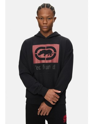 Ecko Unltd. Rıco Siyah Kapüşonlu Baskılı Oversize Erkek Sweatshirt