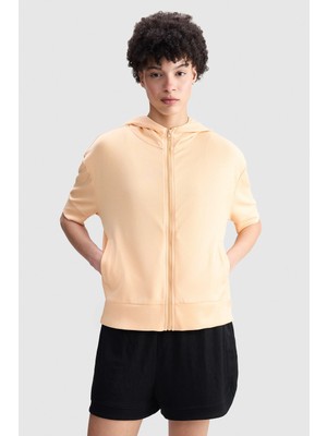 Ecko Unltd. Junıper Regular Fit Kapüşonlu Baskılı Kadın Turuncu Sweatshirt