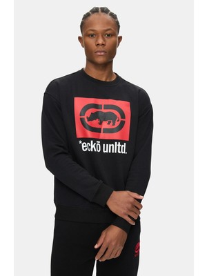 Ecko Unltd. Hernandez Siyah Bisiklet Yaka Baskılı Loose Fit Sweatshirt