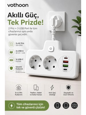 Zenvia BKL-502 Akım Korumalı 2li Priz 2 USB ve 2 Type-C Çıkış 4000W Hızlı Şarj Duvar Tipi Dokunmat