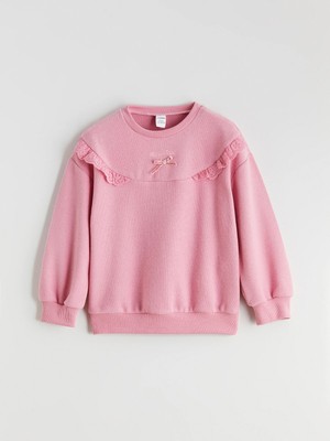 Lc Waikiki Yeni Sezon Bisiklet Yaka Baskılı Kız Çocuk Sweatshirt
