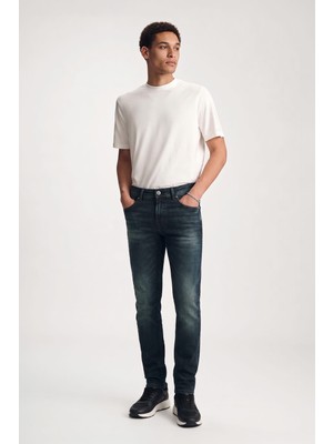 Banny Jeans Erkek Orta Bel Taşlanmış Jean Pantolon Lacivert