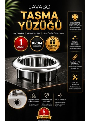 By Mag 1 Adet Krom Kaplama Lavabo Taşma Yüzüğü Modern Tasarım Her Lavaboyla Uyumlu