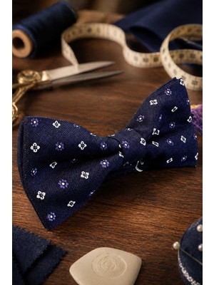 Kravatkolik Lacivert Motif Ipek Papyon SB218