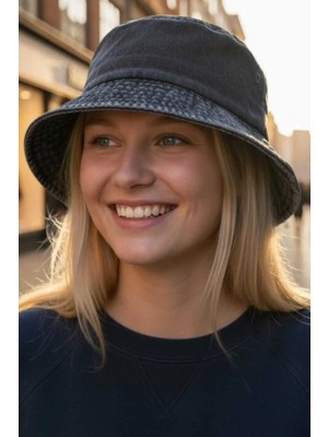 Uniquetrenders Kadın Eskitme Vintage %100 Pamuklu Bucket Kova Şapka