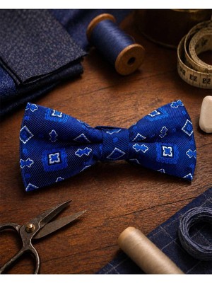 Kravatkolik Mavi Motif Ipek Papyon SB215