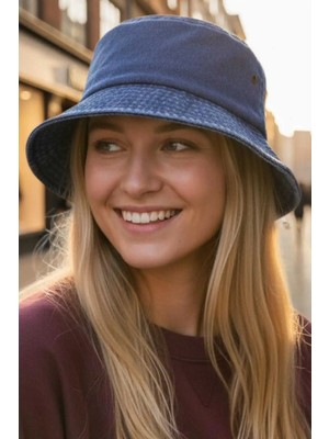 Uniquetrenders Kadın Eskitme Vintage %100 Pamuklu Bucket Kova Şapka