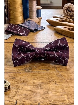 Kravatkolik Mürdüm Motif Ipek Papyon SB205