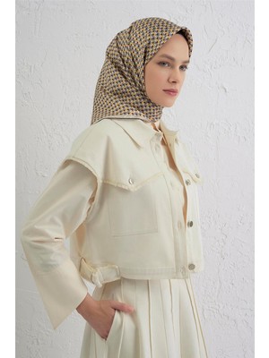 Armine Geometrik Desenli Saf Ipek Twill Eşarp 9417D 31