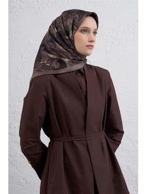 Armine Çiçek Desenli Saf İpek Twill Eşarp 9409D 82