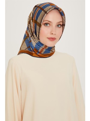 Armine Geometrik Desenli Twill Saf İpek Eşarp 9247D 01