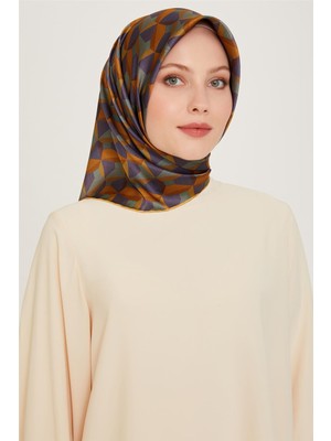 Armine Klasik Desenli Twill Saf İpek Eşarp 9204D 39