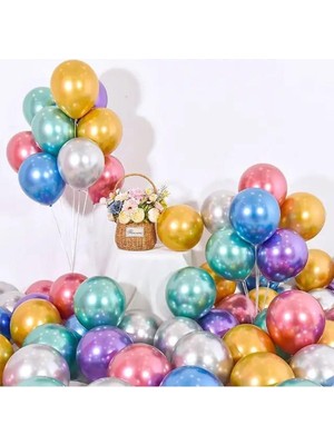Teknocan Marketing Çıtıpıtıstore 50 Li Karışık Krom Balon, Krom Balon
