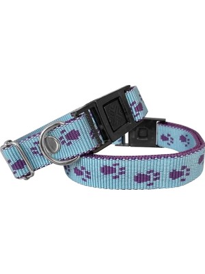Köpek Tasması Patili Dokuma 2 cm - Min: 30 cm - Max: 50 cm Açık Mavi