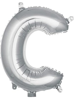 Teknocan Marketing C Harfi 16 Inç Gümüş Renk Folyo Balon 36 cm (Gümüş)