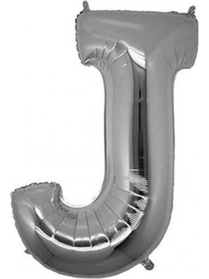 Teknocan Marketing J Harfi 16 Inç Gümüş Renk Folyo Balon 36 cm (Gümüş)