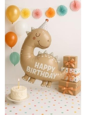 Teknocan Marketing Retro Sevimli Dinazor Happy Birthday Yazılı Folyo Balon
