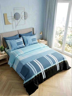 Collessia Home %100 Pamuk Saten Çift Kişilik Nevresim Seti Çarşafsız- Modern Geometrik Desenli