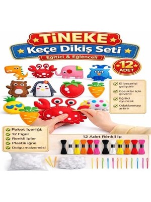 Teknocan Marketing 12 Adet Çocuklar Için Kendin Yap Montessori Keçe Dikiş El Sanatları Seti 3 Yaş Üzeri Çocuklar Için