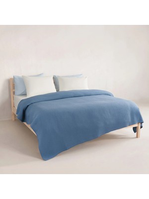 Puffy Brine Çift Kişilik %100 Pamuk Pike - Indigo