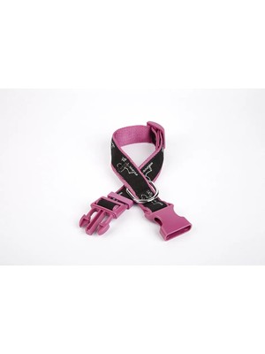 Köpek Desenli Dokuma Köpek Boyun Tasması 3 cm x 36-60 cm Mor