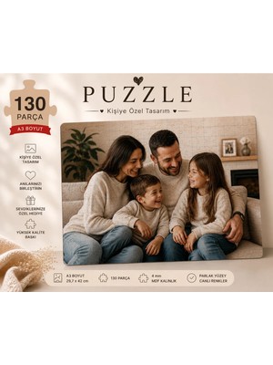 Kişiye Özel Aile Fotoğraflı A3 130 Parça Puzzle