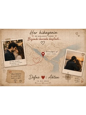 Kişiye Özel Harita Puzzle | Ilk Tanıştığımız Yer | A3 130 Parça