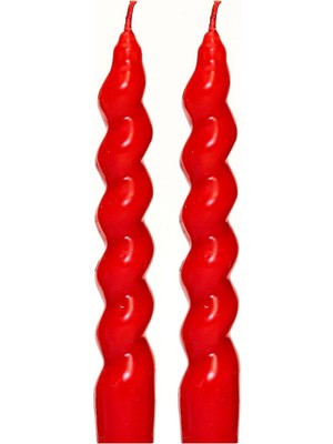Yılbaşı 2'li Twirl Glow Kırmızı Şamdan Mum Seti (18 Cm)
