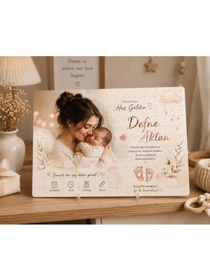 Hoş Geldin Bebek Puzzle | Kişiye Özel Bebek Fotoğraflı A3 130 Parça Puzzle