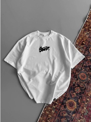 Tarz Yeri Kadın Yazlık Bisiklet Yaka Baskılı Regular Fit Tişört Kısa Kol T-Shirt - Beyaz