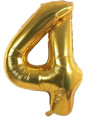 Teknocan Marketing Folyo 4 Rakam Balon, Altın Sarısı