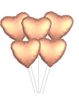Teknocan Marketing 5 Li Kalp Gold Folyo Balon, Rose Gold