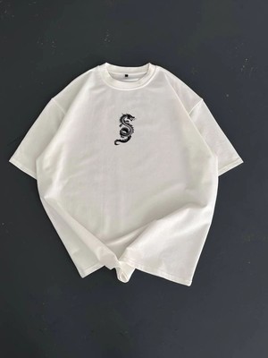 Tarz Yeri Erkek Ön ve Arka Baskılı T-Shirt Kısa Kol Bisiklet Yaka Regular Fit Tişört -  Beyaz