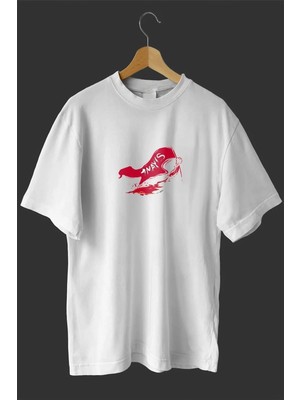Tarz Yeri 1 Mayıs Emekçiler Günü Baskılı Oversize Bisiklet Yaka T-shirt - Beyaz