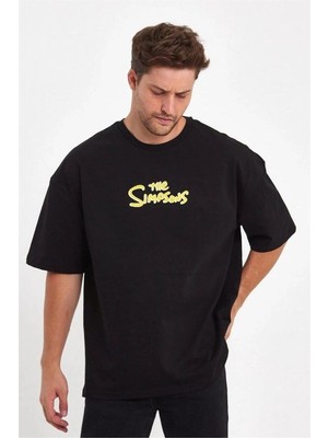 Velmora Fashion Erkek Sırt Baskılı Bisiklet Yaka Oversize T-Shirt - Siyah
