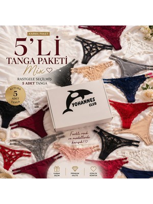 Yohannes Club Kadın, Karışık Tanga Seti, Mix Colors, Dantel Tanga Seti